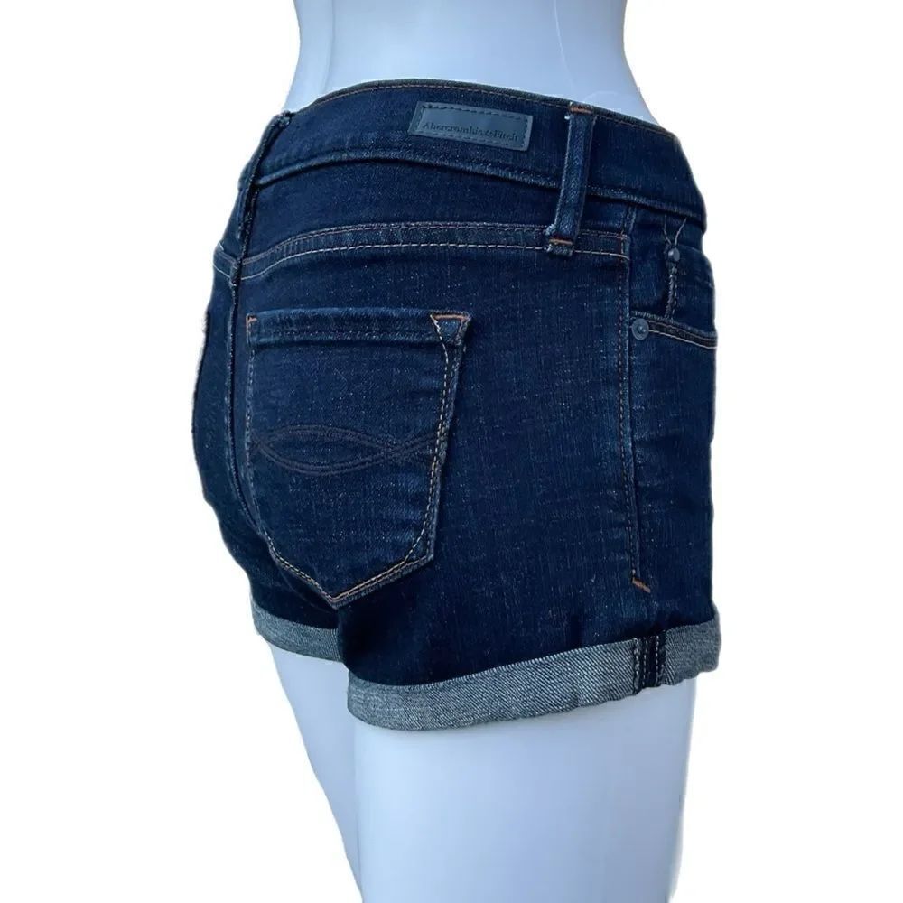 A&F Dark Wash Stretch Denim Shorts (24)